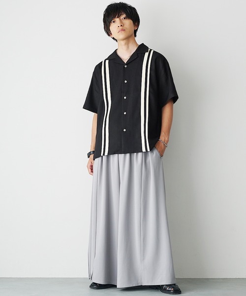 MinoriTY(マイノリティ)の「【MinoriTY Select】オープンカラーラインブッチャー半袖シャツ(シャツ/ブラウス・メンズ・ブラック/アイボリー/ブルー・M/L)」の13枚目の写真