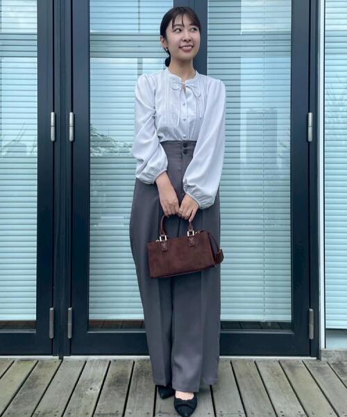 couture brooch(クチュールブローチ)の「【帯電防止・通勤】ウエストリボン サスペンダー付きワイドパンツ(その他パンツ・レディース・ベビーピンク/ブラウン系/ダークグレー・38/36/42/40)」の15枚目の写真