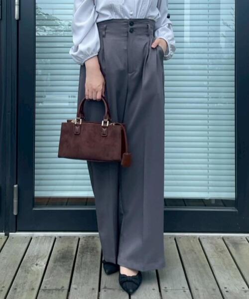 couture brooch(クチュールブローチ)の「【帯電防止・通勤】ウエストリボン サスペンダー付きワイドパンツ(その他パンツ・レディース・ベビーピンク/ブラウン系/ダークグレー・38/36/42/40)」の18枚目の写真