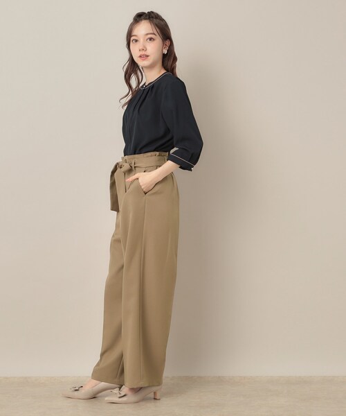 couture brooch(クチュールブローチ)の「【帯電防止・通勤】ウエストリボン サスペンダー付きワイドパンツ(その他パンツ・レディース・ベビーピンク/ブラウン系/ダークグレー・38/36/42/40)」の20枚目の写真