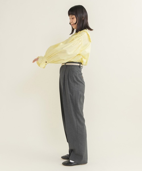 Dot＆Stripes CHILD WOMAN（ドットアンドストライプス　チャイルドウーマン）の「50コーマブロード スクエア襟ギャザーブラウス（シャツ/ブラウス・レディース・ホワイト/イエロー/ネイビー・FREE）」の11枚目の写真