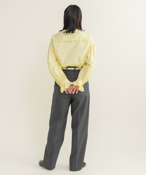 Dot＆Stripes CHILD WOMAN（ドットアンドストライプス　チャイルドウーマン）の「50コーマブロード スクエア襟ギャザーブラウス（シャツ/ブラウス・レディース・ホワイト/イエロー/ネイビー・FREE）」の12枚目の写真