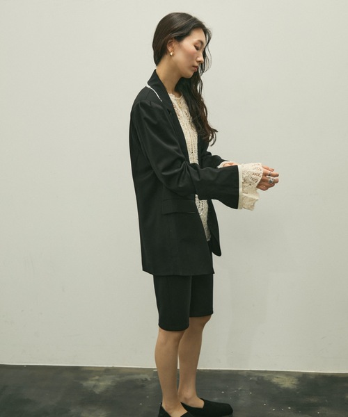 Lutim by u（ルチバイユー）の「Over shoulder jacket / オーバーショルダージャケット（テーラードジャケット・レディース・ブラック/ブラウン・FREE）」の12枚目の写真