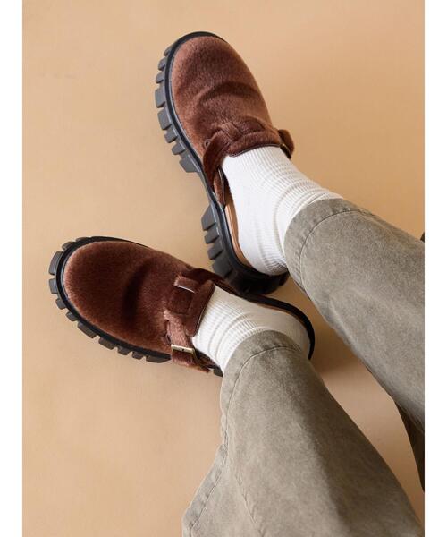 ehka sopo(エヘカソポ)の「厚底サボ(ブーツ・レディース・ブラウン/オフホワイト/ブラック・L/M)」の3枚目の写真