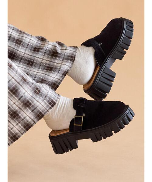 ehka sopo(エヘカソポ)の「厚底サボ(ブーツ・レディース・ブラウン/オフホワイト/ブラック・L/M)」の1枚目の写真