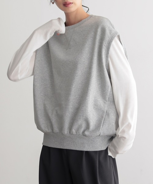 パラスパレス十日 2023SS コットンリネン裏毛 スウェットベスト セール】裏毛スウェットベスト【サスティナブル】（ベスト）｜for/c