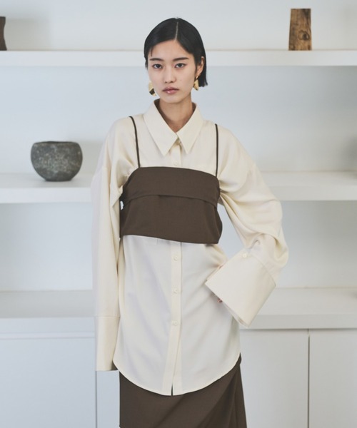 AIC.(エーアイシー)の「ビッグカフスサテンオーバーシャツ(シャツ/ブラウス・レディース・キナリ・FREE)」の3枚目の写真