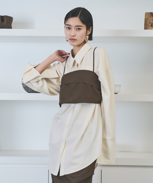 AIC.(エーアイシー)の「ビッグカフスサテンオーバーシャツ(シャツ/ブラウス・レディース・キナリ・FREE)」の6枚目の写真