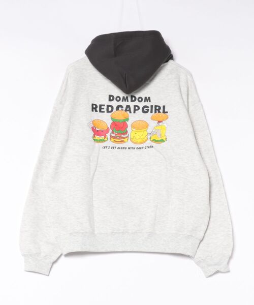 Red Cap Girl（レッドキャプガール）の「【DOMDOM × RED CAP GIRL コラボ】裏起毛 フード配色プルパーカー フーディー（パーカー・メンズ・グレー/グリーン・LARGE/MEDIUM）」の3枚目の写真