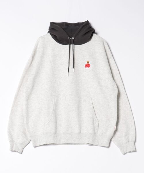 Red Cap Girl（レッドキャプガール）の「【DOMDOM × RED CAP GIRL コラボ】裏起毛 フード配色プルパーカー フーディー（パーカー・メンズ・グレー/グリーン・LARGE/MEDIUM）」の17枚目の写真