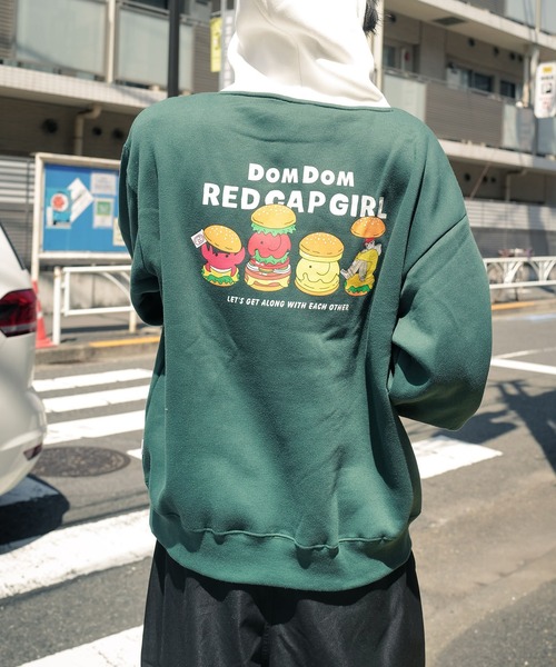 Red Cap Girl（レッドキャプガール）の「【DOMDOM × RED CAP GIRL コラボ】裏起毛 フード配色プルパーカー フーディー（パーカー・メンズ・グレー/グリーン・LARGE/MEDIUM）」の16枚目の写真