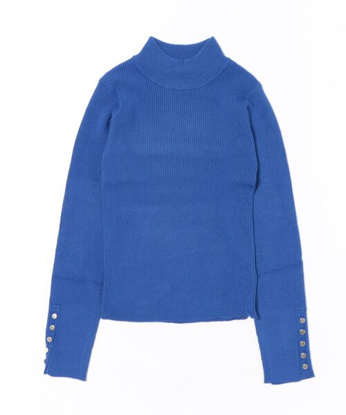 セール】《袖ボタン×リブ》レディース ハイネックニット 美シルエット