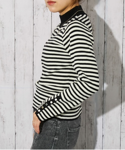 GORGE(ゴージ)の「《袖ボタン×リブ》レディース ハイネックニット 美シルエット シンプル 秋冬(ニット/セーター・レディース・アイボリー/ブラック/その他/ブルー/ボルドー・F)」の12枚目の写真