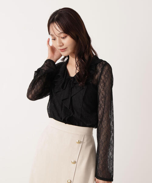 PROPORTION BODY DRESSING（プロポーションボディドレッシング）の「＜ウォッシャブル＞ラッフルレースブラウス / 1215210011（シャツ/ブラウス・レディース・ホワイト系その他/ブラック・FREE）」の19枚目の写真