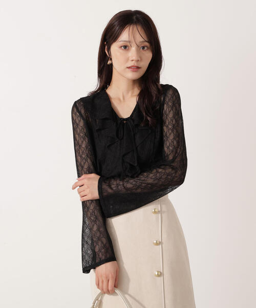 PROPORTION BODY DRESSING（プロポーションボディドレッシング）の「＜ウォッシャブル＞ラッフルレースブラウス / 1215210011（シャツ/ブラウス・レディース・ホワイト系その他/ブラック・FREE）」の20枚目の写真