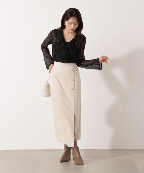 PROPORTION BODY DRESSING（プロポーションボディドレッシング）の「＜ウォッシャブル＞ラッフルレースブラウス / 1215210011（シャツ/ブラウス・レディース・ホワイト系その他/ブラック・FREE）」の22枚目の写真