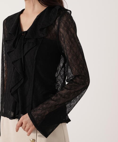 PROPORTION BODY DRESSING（プロポーションボディドレッシング）の「＜ウォッシャブル＞ラッフルレースブラウス / 1215210011（シャツ/ブラウス・レディース・ホワイト系その他/ブラック・FREE）」の3枚目の写真