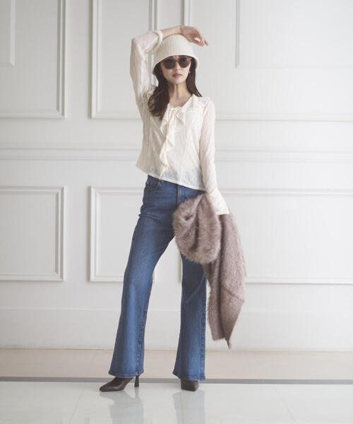 PROPORTION BODY DRESSING（プロポーションボディドレッシング）の「＜ウォッシャブル＞ラッフルレースブラウス / 1215210011（シャツ/ブラウス・レディース・ホワイト系その他/ブラック・FREE）」の7枚目の写真