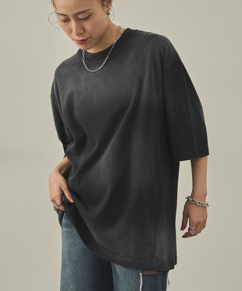 paradigm（パラダイム）の「【paradigm】ガス焼き天竺サルファダイスプレーT（Tシャツ/カットソー・メンズ・ブラック/ネイビー/ダークブラウン・X-LARGE/LARGE/MEDIUM）」の9枚目の写真