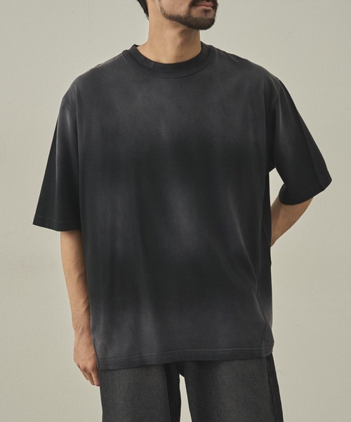 paradigm（パラダイム）の「【paradigm】ガス焼き天竺サルファダイスプレーT（Tシャツ/カットソー・メンズ・ブラック/ネイビー/ダークブラウン・X-LARGE/LARGE/MEDIUM）」の4枚目の写真