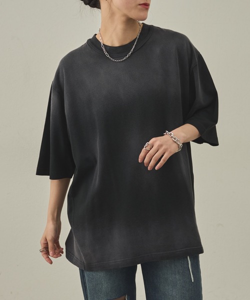 paradigm（パラダイム）の「【paradigm】ガス焼き天竺サルファダイスプレーT（Tシャツ/カットソー・メンズ・ブラック/ネイビー/ダークブラウン・X-LARGE/LARGE/MEDIUM）」の8枚目の写真