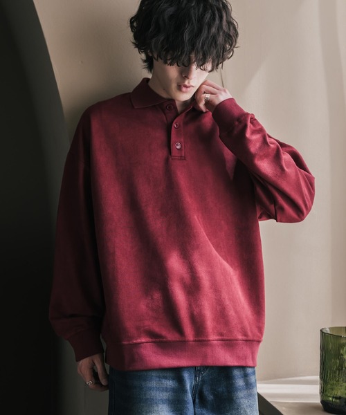 Rocky Monroe(ロッキーモンロー)の「新色追加 オーバーサイズカットコーデュロイ・スエード長袖ポロシャツ(ポロシャツ・メンズ・チャコール/ネイビー/ブラウン/ブラック/アイボリー/ブラック系・M/L/XL)」の19枚目の写真