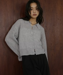 hellam（へラム）の「透かし編みポロニットプルオーバー（ニット/セーター）」