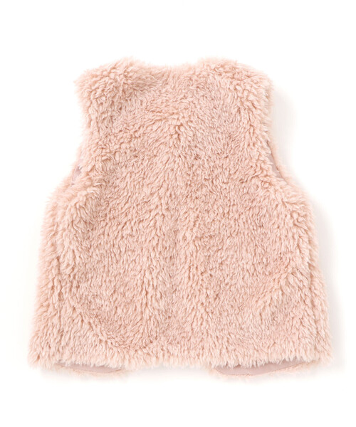 セール】リボン付きワンスナップボアファーベスト(80~130cm)（ベスト