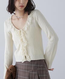 FREE'S MART | ◆ミニブークレーフリルレースカーディガン(ニット/セーター)
