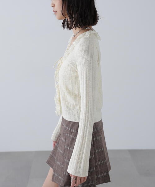 FREE'S MART（フリーズマート）の「◆ミニブークレーフリルレースカーディガン（ニット/セーター・レディース・ホワイト/ブラウン/ピンク・FREE）」の21枚目の写真