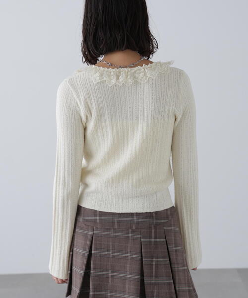 FREE'S MART（フリーズマート）の「◆ミニブークレーフリルレースカーディガン（ニット/セーター・レディース・ホワイト/ブラウン/ピンク・FREE）」の20枚目の写真