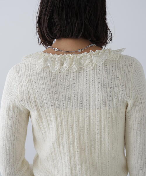 FREE'S MART（フリーズマート）の「◆ミニブークレーフリルレースカーディガン（ニット/セーター・レディース・ホワイト/ブラウン/ピンク・FREE）」の15枚目の写真