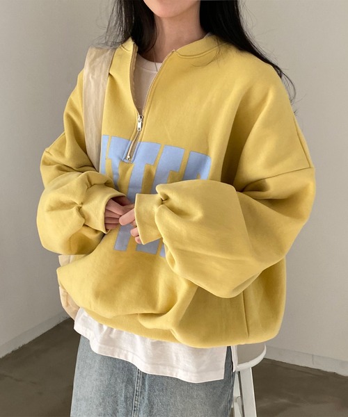 LAFFMO（ラフモ）の「ハーフジップビッグロゴスウェット（スウェット・レディース・グレー/イエロー/ブルー・F）」の3枚目の写真