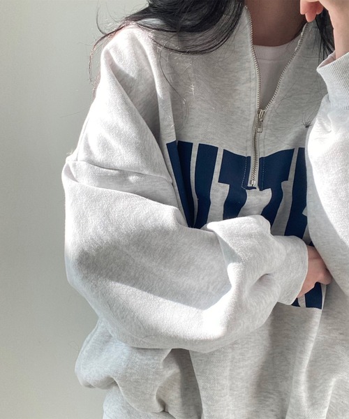 LAFFMO（ラフモ）の「ハーフジップビッグロゴスウェット（スウェット・レディース・グレー/イエロー/ブルー・F）」の14枚目の写真