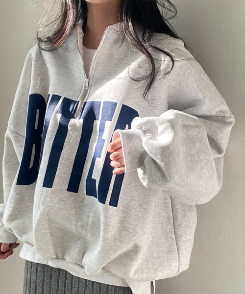 LAFFMO（ラフモ）の「ハーフジップビッグロゴスウェット（スウェット・レディース・グレー/イエロー/ブルー・F）」の13枚目の写真