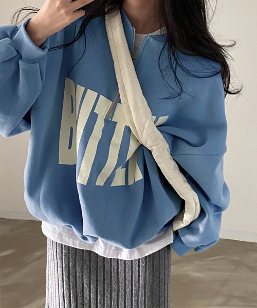 LAFFMO（ラフモ）の「ハーフジップビッグロゴスウェット（スウェット・レディース・グレー/イエロー/ブルー・F）」の15枚目の写真