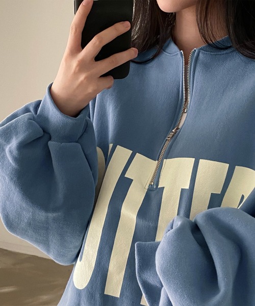 LAFFMO（ラフモ）の「ハーフジップビッグロゴスウェット（スウェット・レディース・グレー/イエロー/ブルー・F）」の18枚目の写真