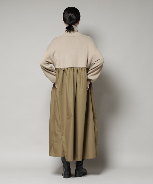 NANO universe（ナノユニバース）の「異素材コンビドッキングタートルワンピース（ワンピース・レディース・ブラック/ベージュ/ネイビー・FREE）」の15枚目の写真