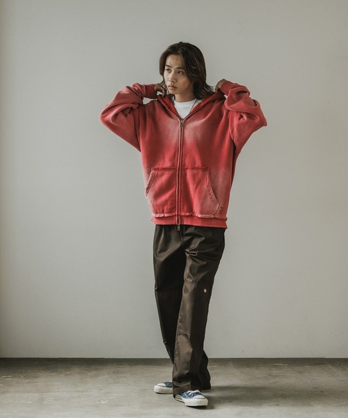 ALL RUNS（オールランズ）の「ヴィンテージ ウォッシュ加工 ダブルジップパーカー（パーカー・メンズ・ブラック/ブラウン/レッド/ダークグレー・M/L）」の14枚目の写真