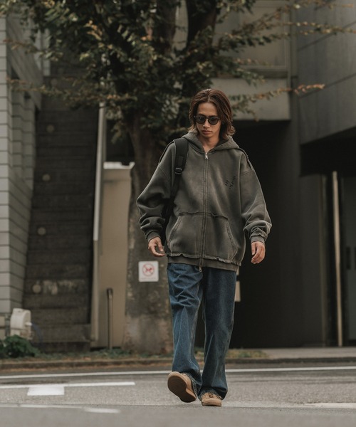 ALL RUNS（オールランズ）の「ヴィンテージ ウォッシュ加工 ダブルジップパーカー（パーカー・メンズ・ブラック/ブラウン/レッド/ダークグレー・M/L）」の21枚目の写真