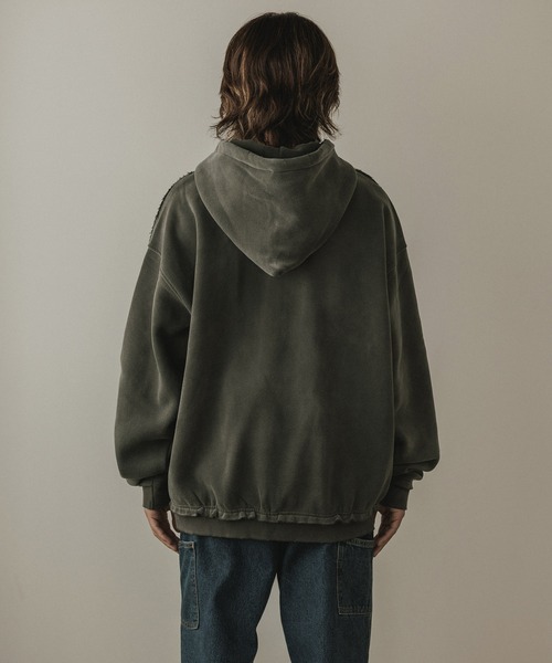 ALL RUNS（オールランズ）の「ヴィンテージ ウォッシュ加工 ダブルジップパーカー（パーカー・メンズ・ブラック/ブラウン/レッド/ダークグレー・M/L）」の11枚目の写真