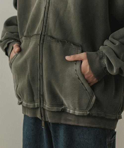 ALL RUNS（オールランズ）の「ヴィンテージ ウォッシュ加工 ダブルジップパーカー（パーカー・メンズ・ブラック/ブラウン/レッド/ダークグレー・M/L）」の8枚目の写真