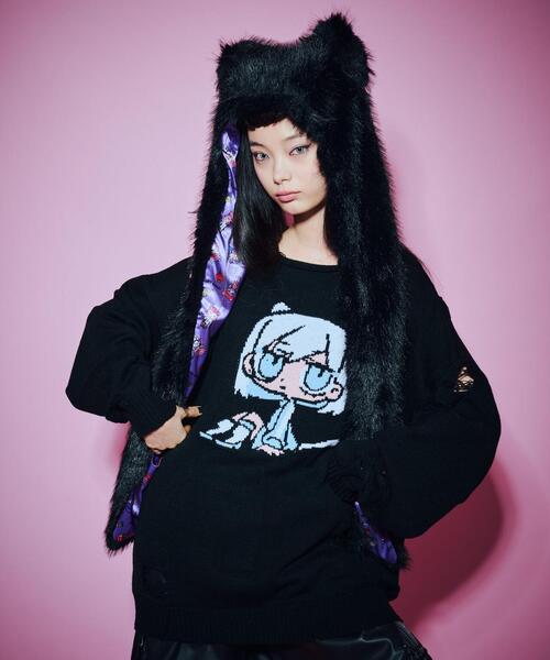 ANNA SUI NYC（アナ スイ エヌ ワイ シー）の「ANNA SUI NYC/アナ スイ エヌワイシー/『×寺田てら』TERAキャットファーマフラー/15272347（マフラー・レディース・ブラック・F）」の6枚目の写真