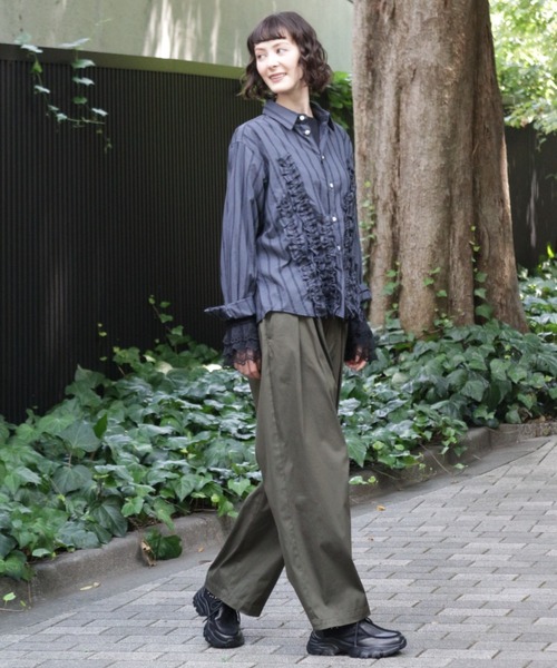 H.A.K（ハク）の「コットンナイロンストレッチ　バレルパンツ（その他パンツ・レディース・カーキ/ブラック・1/2）」の7枚目の写真