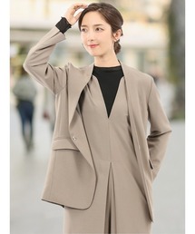 m.f.editorial(エムエフエディトリアル)の【ストレッチ ウォッシャブル】m.f.エディトリアル レディース ウーリッシュ ノーカラージャケット(セットアップ可能)(スーツジャケット)