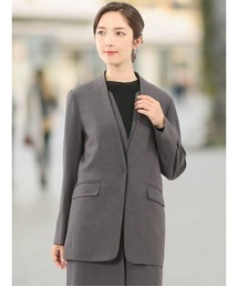 TAKA-Q（タカキュー）の「【ストレッチ ウォッシャブル】m.f.エディトリアル レディース ウーリッシュ ノーカラージャケット(セットアップ可能)（スーツジャケット）」