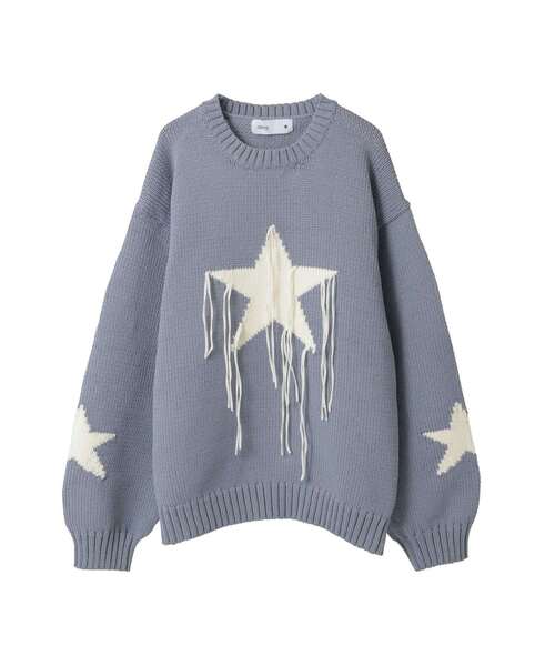 CONVERSE TOKYO（コンバーストウキョウ）の「STAR★ FRINGE KNIT PULLOVER（ニット/セーター・レディース・ネイビー/アイボリー/サックスブルー/ブラック・SMALL/MEDIUM）」の8枚目の写真