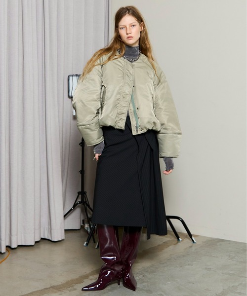 Asymmetry Tucked Midi Skirt / アシンメトリータックミモレスカート