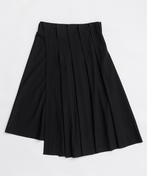 Asymmetry Tucked Midi Skirt / アシンメトリータックミモレスカート