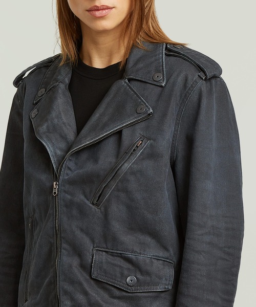 G-STAR(ジースター)の「Perfecto Jacket/ヴィンテージライクウォッシュ加工オーバーサイズライダースジャケット(ライダースジャケット・レディース・ダークインディゴブルー・SMALL)」の5枚目の写真